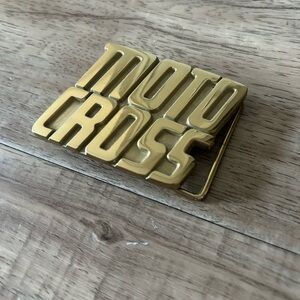 Vintage 1978 Motocross Belt Buckle metal gold tone statement motor bike